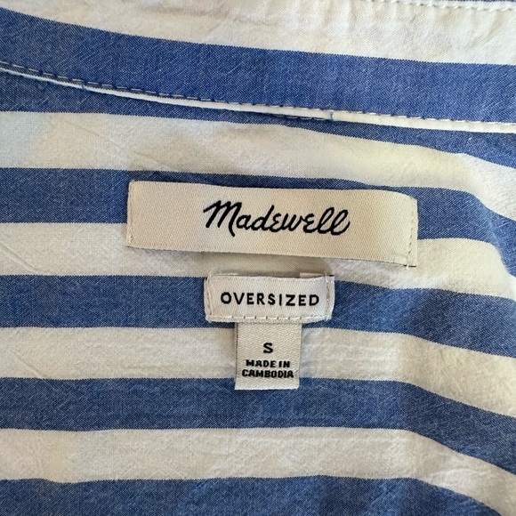 Madewell The Signature Poplin Oversized Shirt in blue stripe - Picture 6 of 7
